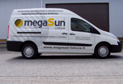 "megaSun" mikroautobuso apklijavimas reklama